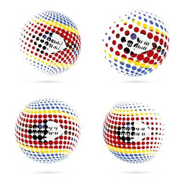 Svaziland yarı ton bayrak vatansever vektör tasarım 3d noktalı resim küre Svaziland ulusal bayrak ayarla.