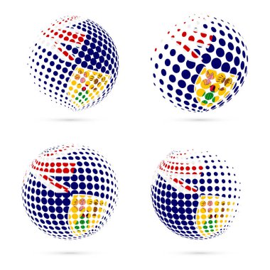 Turks ve Caicos yarı ton bayrak vatansever vektör tasarım 3d noktalı resim küre Turks ve Caicos ayarla