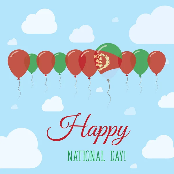 Dia Nacional da Eritreia Plano Pôster Patriótico Fila de Balões em Cores da bandeira da Eritreia Feliz —  Vetores de Stock