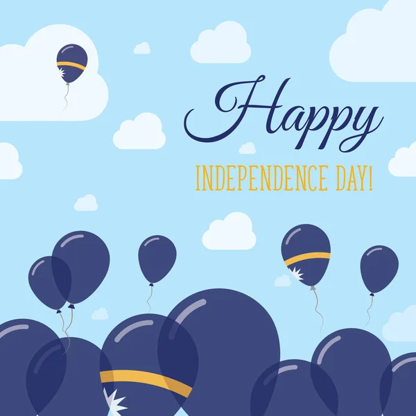 Nauru Independence Day Flat Patriotic Design Nauruan Flag Balloons Happy National Day Vector Card — Stock Vector