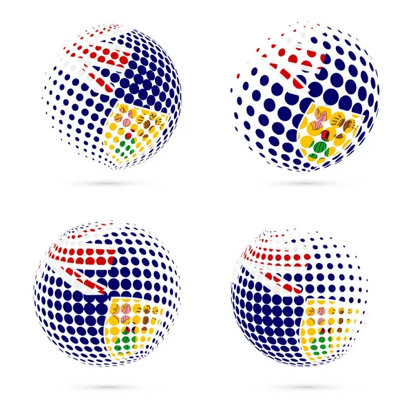 Bandera de medio tono turcos y caicos establece diseño vectorial patriótico esfera de medio tono 3D en turcos y caicos — Vector de stock