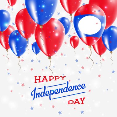 Lao Demokratik Cumhuriyeti vektör vatansever Poster Bağımsızlık günü afişini Bright ile halklar