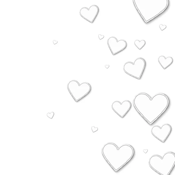 Willekeurige papier harten juiste verloop op witte achtergrond vectorillustratie — Stockvector