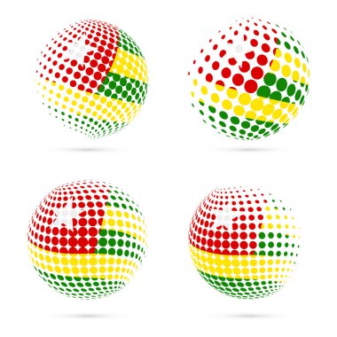 Togo yarı ton bayrak vatansever vektör tasarım 3d noktalı resim küre Togo ulusal bayrak renkleri ayarla.