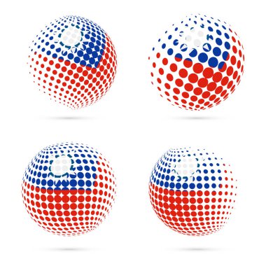 Tayvan yarı ton bayrak vatansever vektör tasarım 3d noktalı resim küre Tayvan ulusal bayrak renkleri ayarla.