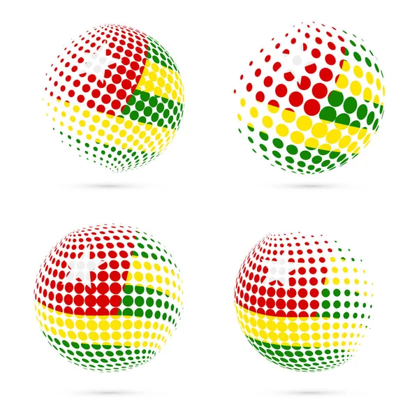 Togo yarı ton bayrak vatansever vektör tasarım 3d noktalı resim küre Togo ulusal bayrak renkleri ayarla.