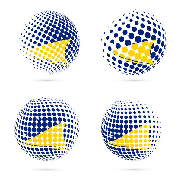 Bandera de Tokelau semitono conjunto patriótico vector diseño 3d semitono esfera en Tokelau bandera nacional — Vector de stock
