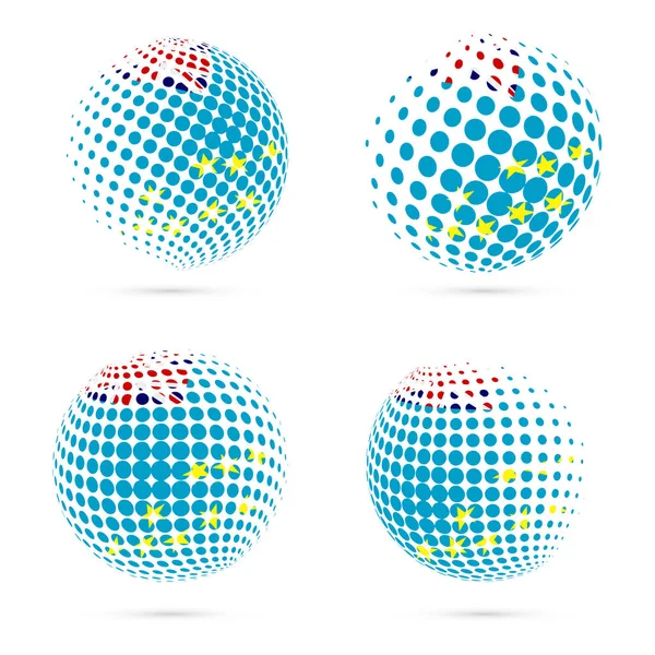 Tuvalu bandeira halftone conjunto patriótico vetor design 3D esfera halftone em cores bandeira nacional Tuvalu — Vetor de Stock