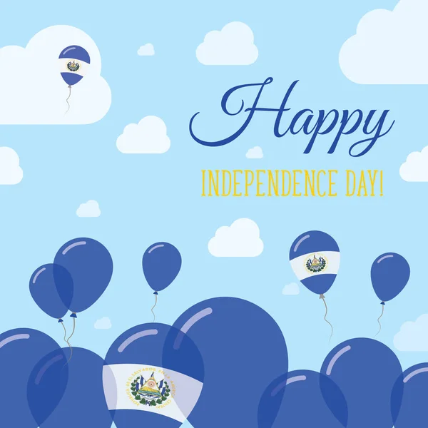 El Salvador Día de la Independencia Piso Diseño Patriótico Bandera Salvadoreña Globos Feliz Día Nacional — Vector de stock