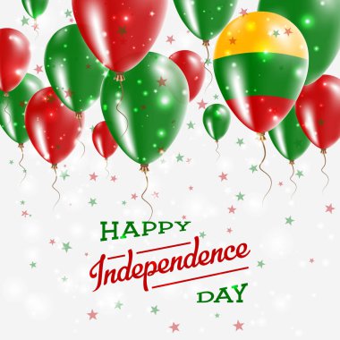 Litvanya vektör vatansever Poster Bağımsızlık günü afişini ülkenin parlak renkli balonlar ile
