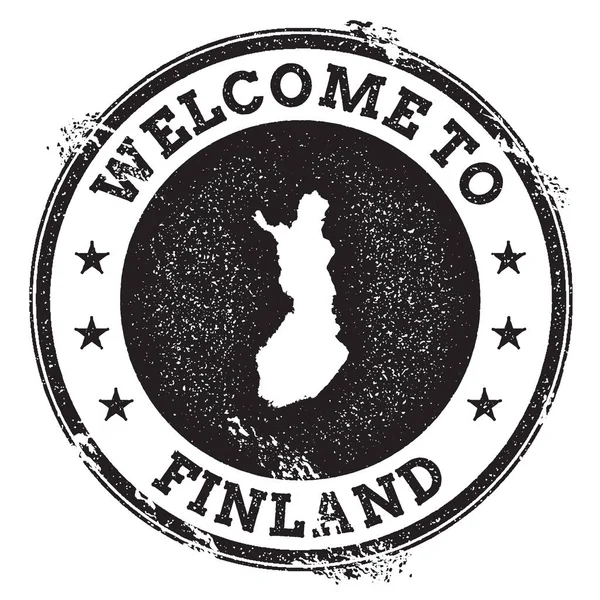 Timbro di benvenuto passaporto vintage con mappa Finlandia Timbro di gomma Grunge con testo Welcome to Finland — Vettoriale Stock