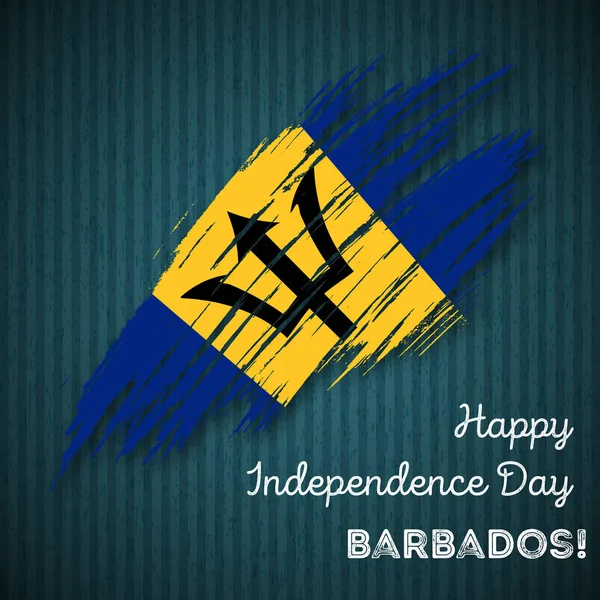 Barbados Día de la Independencia Diseño patriótico Pincelada expresiva en colores de la bandera nacional en la oscuridad — Vector de stock