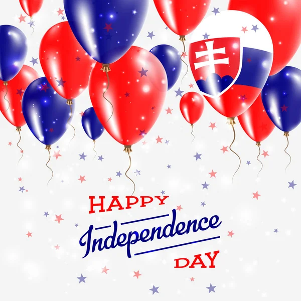 Slovacchia Vector Patriotic Poster Independence Day Placard con palloncini colorati luminosi del paese — Vettoriale Stock