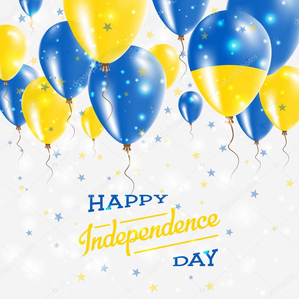 Ukraine Vector Patriotic Poster Independence Day Placard with Bright Colorful Balloons of Country