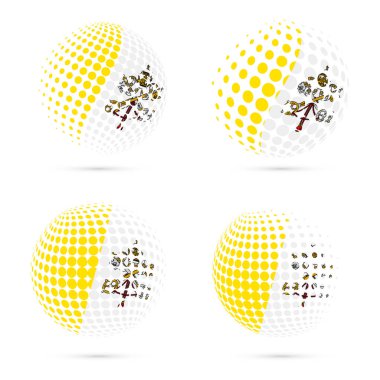 Vatikan yarı ton bayrak vatansever vektör tasarım 3d noktalı resim küre içinde Vatikan Ulusal bayrağını ayarlayın.