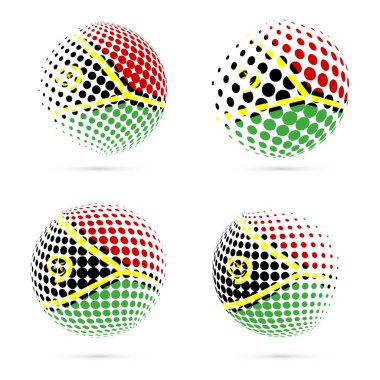 Vanuatu yarı ton bayrak vatansever vektör tasarım 3d noktalı resim küre Vanuatu Cumhuriyeti ulusal bayrak ayarla.