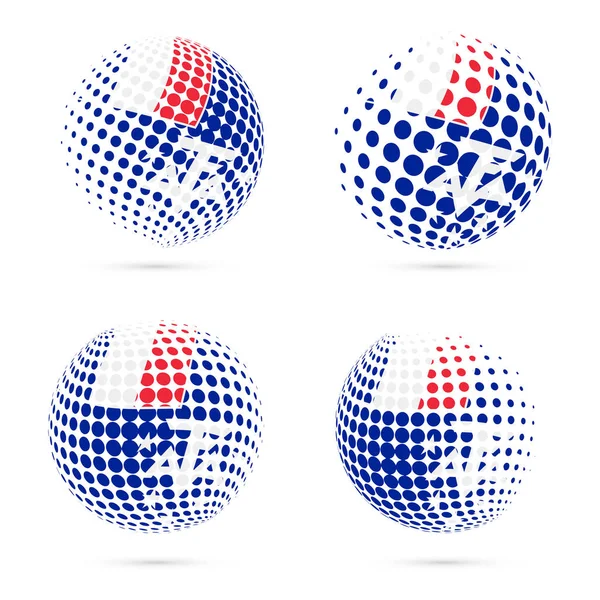 TAAF halftone bandeira conjunto patriótico vetor design 3D halftone esfera em TAAF bandeira nacional cores —  Vetores de Stock