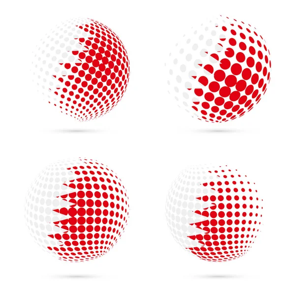 Bandera de Baréin diseño vectorial patriótico esfera de medio tono 3D en la bandera nacional de Baréin — Vector de stock