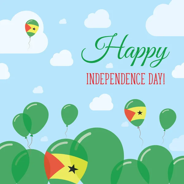 День независимости Сан-Томе и Принсипи Плоский патриотический дизайн Воздушные шары с флагом Сан-Томео — стоковый вектор