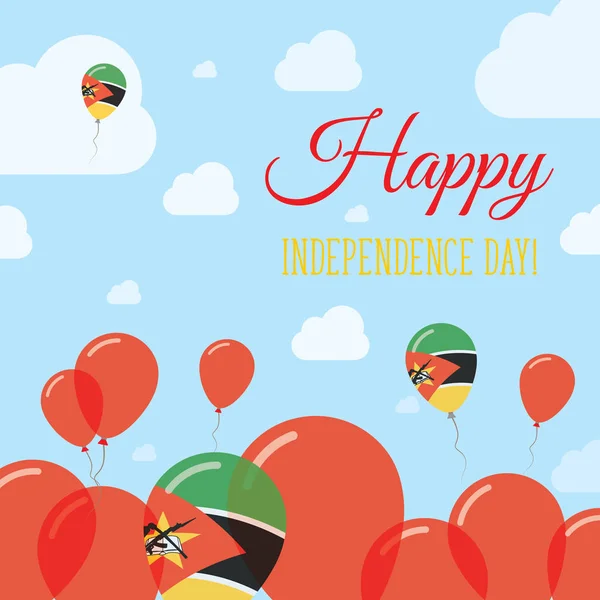 Dia da Independência de Moçambique Design Patriótico Plano Bandeira de Moçambique Balões Feliz Dia Nacional — Vetor de Stock