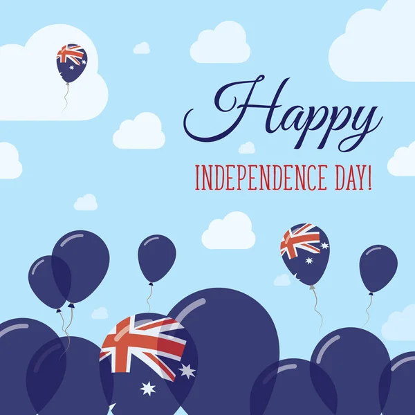 Australia Independence Day Flat Patriotic Design Australian Flag Balloons Happy National Day — Stock Vector