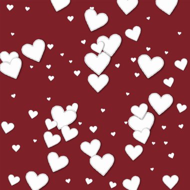 Kesme kağıt kalpler yatay çizgileri şarap kırmızı arka plan üzerinde vektör çizim dağılım.