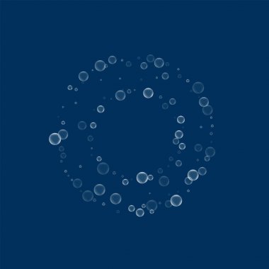 Sabun köpüğü simit derin mavi arka plan vektör çizim üzerinde sabun köpüğü ile kare şeklinde