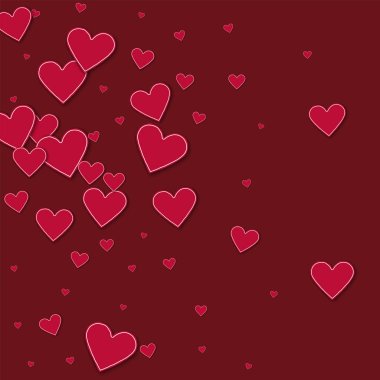 Kesikli kırmızı kağıt kalpler şarap kırmızı arka plan üzerinde vektör çizim degrade yaptı