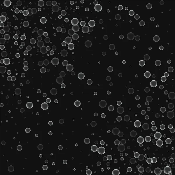 Bolle di sapone Astratto modello sparso con bolle di sapone su sfondo nero Illustrazione vettoriale — Vettoriale Stock