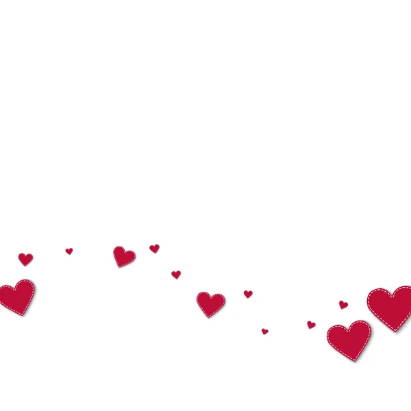 Coeurs en papier cousu rouge Onde inférieure sur fond blanc Illustration vectorielle — Image vectorielle