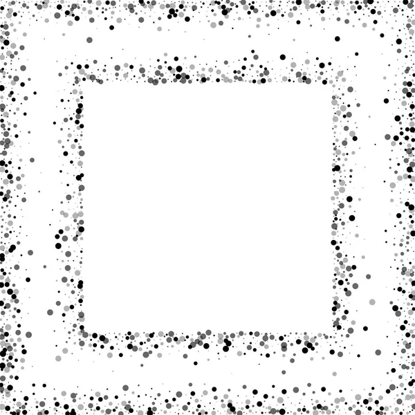 Щільні чорні крапки квадратний абстрактних рамка з щільною чорні крапки на білому тлі вектор — стоковий вектор