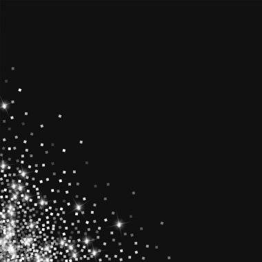 Parlak gümüş dağınık sol alt köşedeki parlak gümüş ile siyah arka planda vektör