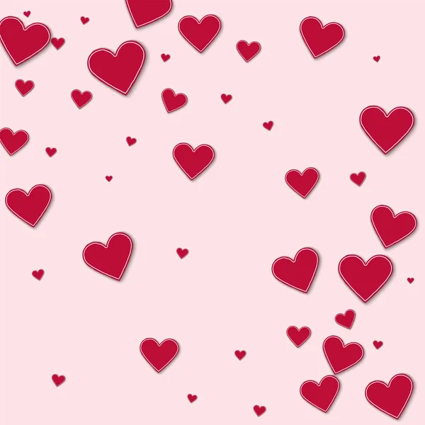 Καρδιές χαρτί Cutout κόκκινο αφηρημένο διάσπαρτα μοτίβο σε ροζ φόντο φως εικονογράφηση διάνυσμα — Διανυσματικό Αρχείο