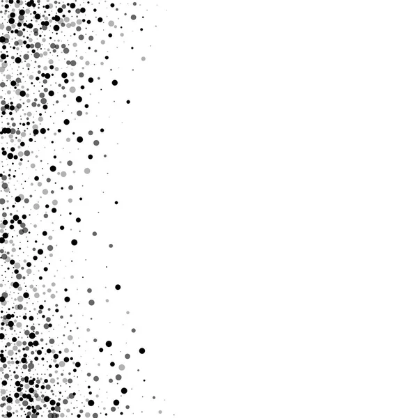 Dichte zwarte stippen Abstract rand aan de linkerkant met dichte zwarte stippen op een witte achtergrond Vector — Stockvector