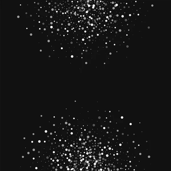 Zufällig fallende weiße Punkte abstrakte Halbkreise mit zufällig fallenden weißen Punkten auf schwarzem Hintergrund — Stockvektor