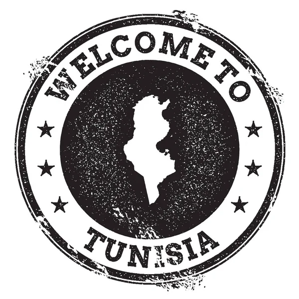 老式的护照欢迎邮票与突尼斯地图 Grunge 橡皮戳欢迎到突尼斯文本 — 图库矢量图片
