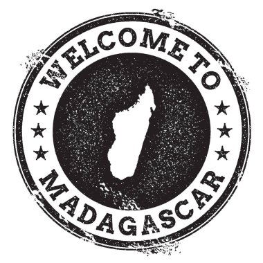Vintage pasaport hoş geldiniz damga ile Madagaskar harita Grunge lastik damgası ile Madagaskar hoş geldiniz