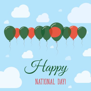 Bangladeş Ulusal gün düz vatansever Poster satır balon Bangladeşli bayrak renkleri