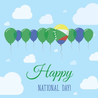Komor Adaları ulusal gün düz vatansever Poster satır balon Comoran bayrağı mutlu renklerde