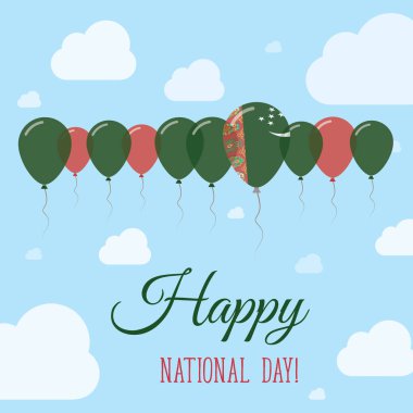 Türkmenistan ulusal gün düz vatansever Poster satır balon Türkmen bayrağının renkleri