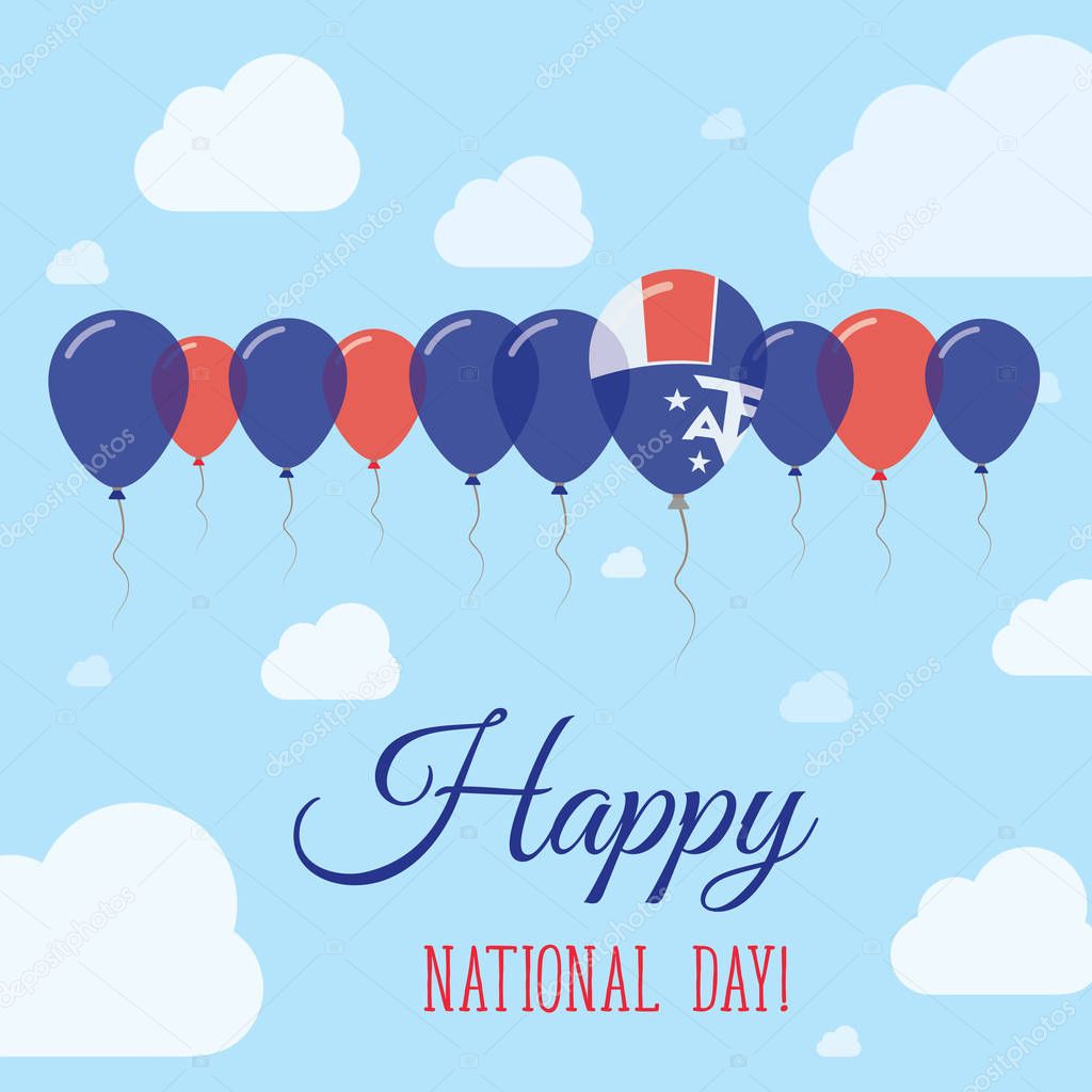 French Southern Territories National Day Flat Patriotic Poster Row of Balloons in Colors of the