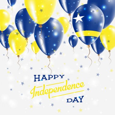 Curacao vektör vatansever Poster Bağımsızlık günü afişini ülkenin parlak renkli balonlar ile