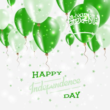 Suudi Arabistan vektör vatansever Poster Bağımsızlık günü afişini parlak renkli balonları ile