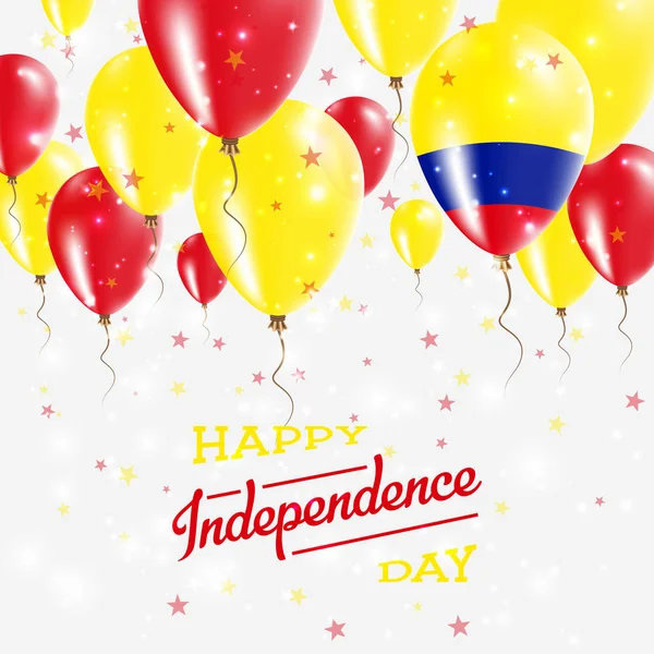Affiche patriotique du vecteur colombien Plaque du jour de l'indépendance avec ballons colorés brillants du pays — Image vectorielle