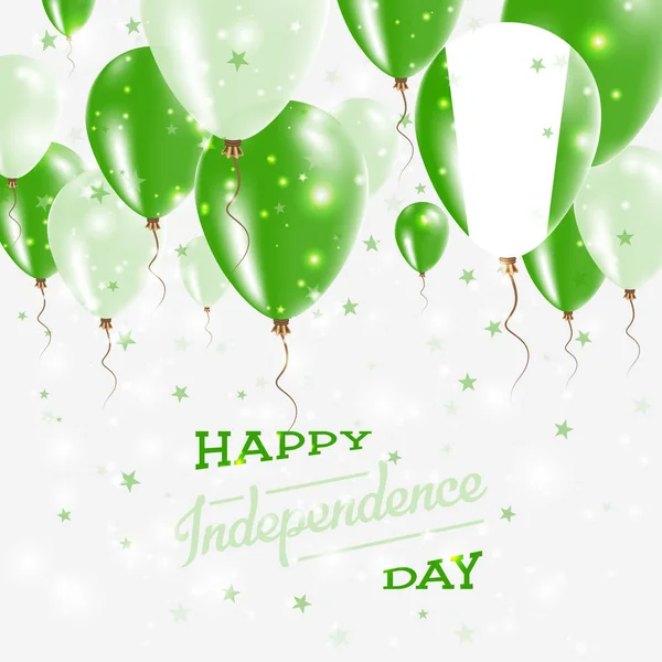 Векторный патриотический плакат День независимости Нигерии с яркими цветными воздушными шарами страны — стоковый вектор