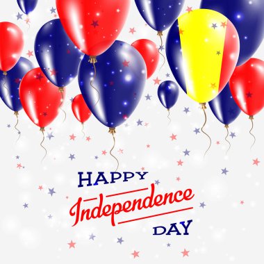 Chad vektör vatansever Poster Bağımsızlık günü afişini ülkenin parlak renkli balonlar ile