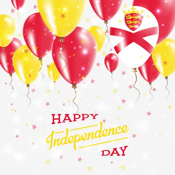 Jersey Vector Patriotic Poster Independence Day Placard con palloncini colorati luminosi del paese — Vettoriale Stock