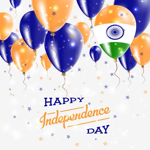 India Vector Patriotic Poster Independence Day Placard with Bright Colorful Balloons of Country — Stock Vector