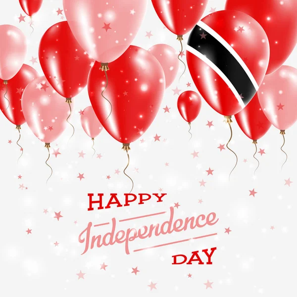 Trinidad and Tobago Vector Patriotic Poster Independence Day Placard with Bright Colorful Balloons — Stock Vector