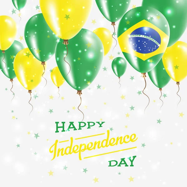 Brasilien vektor patriotiska affisch självständighetsdagen plakat med ljusa färgglada ballonger i land — Stock vektor